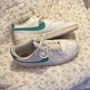 Nike White and Teal Athletic Shoes